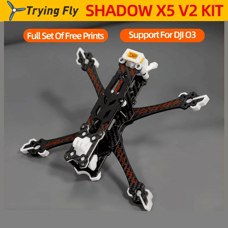 

Комплект рамок для дрона Tryingfly Shadow X5 V2 FPV, 218 мм, 5 дюймов, рама из углеродного волокна FPV Для DJI O3 Air Unit, Радиоуправляемый гоночный Дрон, свободный стиль