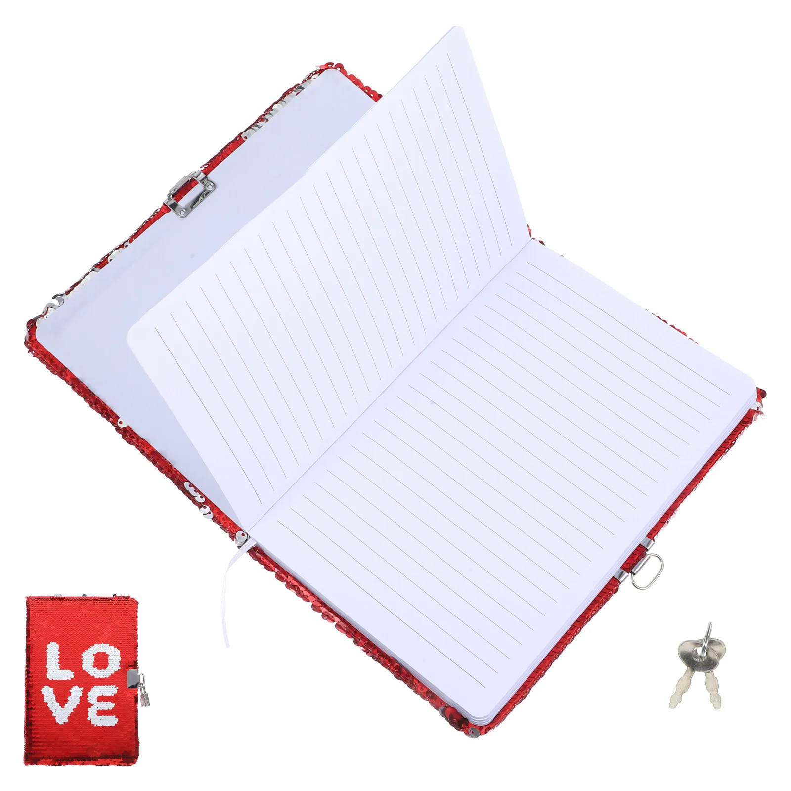 Portable A5 Sequin Flamingo Lock Notebook Vintage Travel Diary Writing Notebook Business Notepad Decorative Planner Notepad