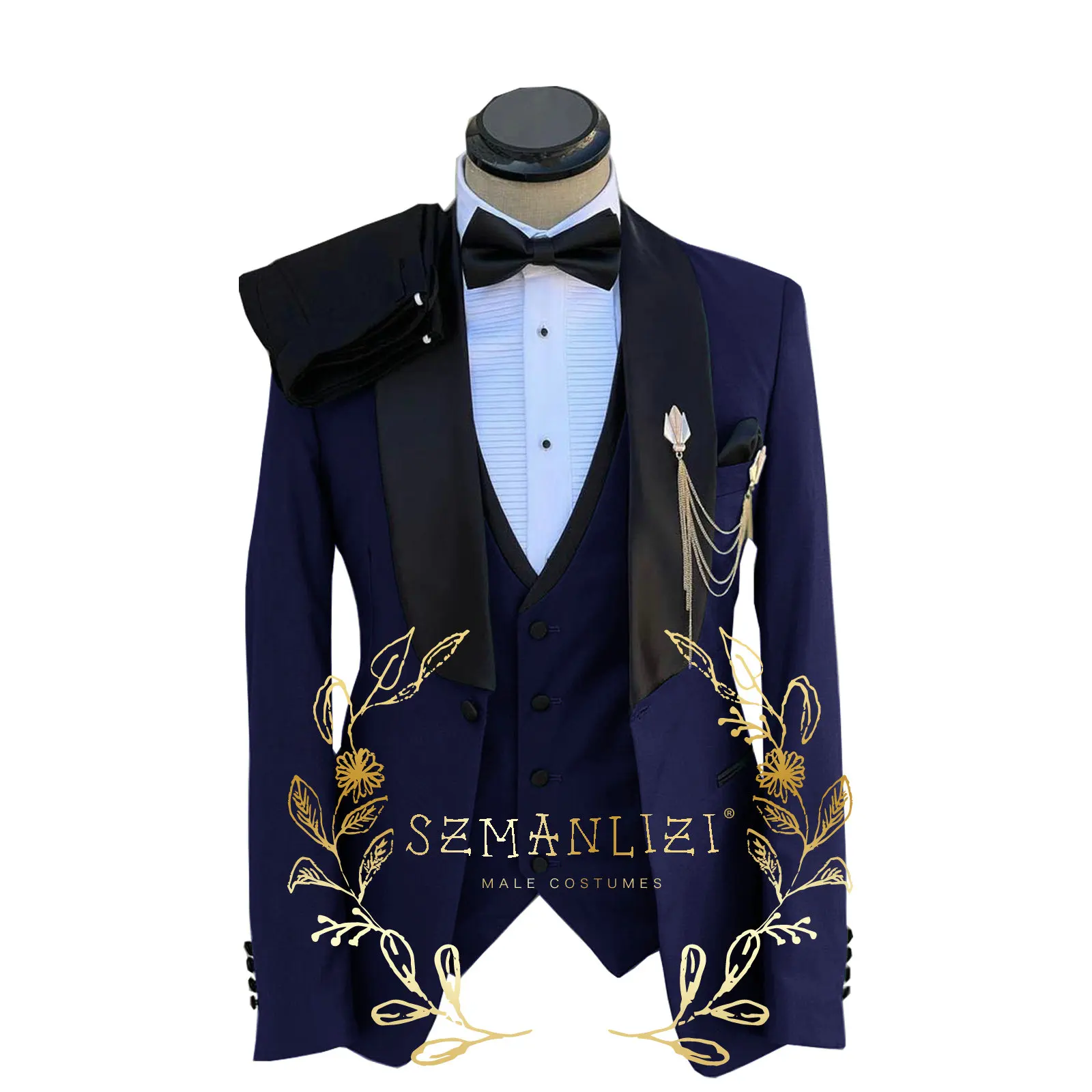 2023 Tailor-Made Dark Green Wedding Men Suit Slim Fit Tuxedo 3 Pieces Suits Groom Prom Blazer Sets Terno Masculino Suit