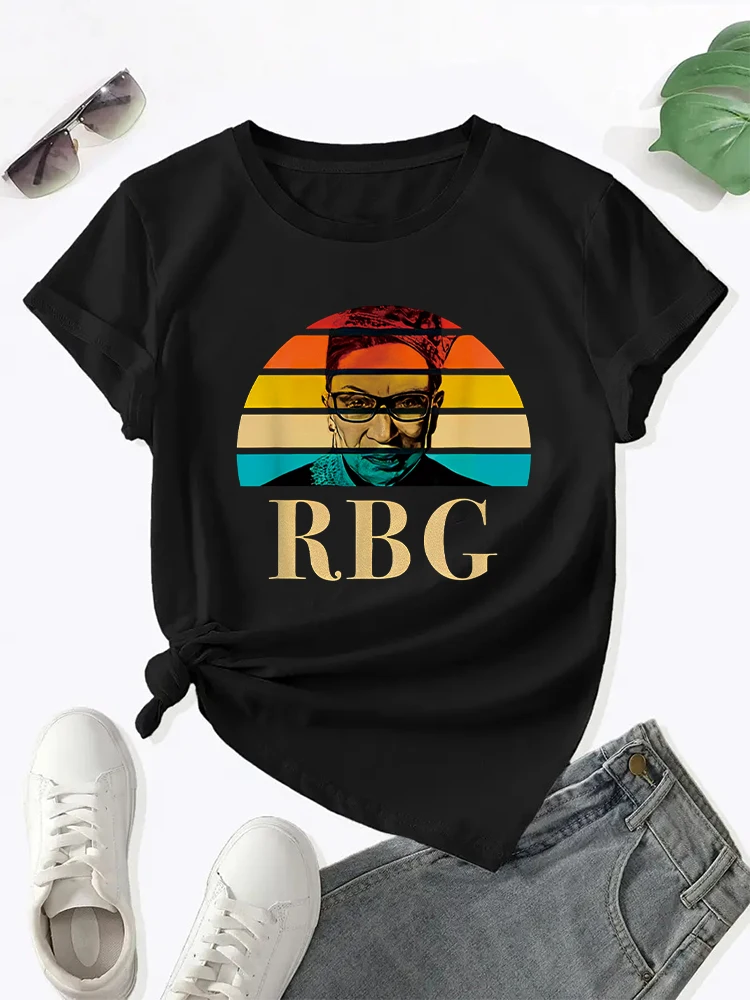 2024 Summer New Women's Round Neck Letter Printed T Shirt Notorious RBG Ruth Bader Ginsburg Equal Rights Truth Rbg T Shirt