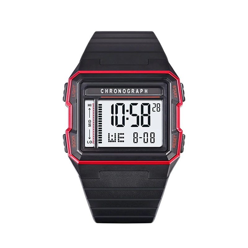 UTHAI Watch Men Square Digital Watches Sports Running Time 3ATM Waterproof Alarm LED Fall resistant Male Student Clock Watches