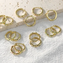 CANNER AAAAA Colorful Zircon 925 Sterling Silver Piercing Cartilage Round Hoop Earrings for Women Party Fine Jewelry Accessories