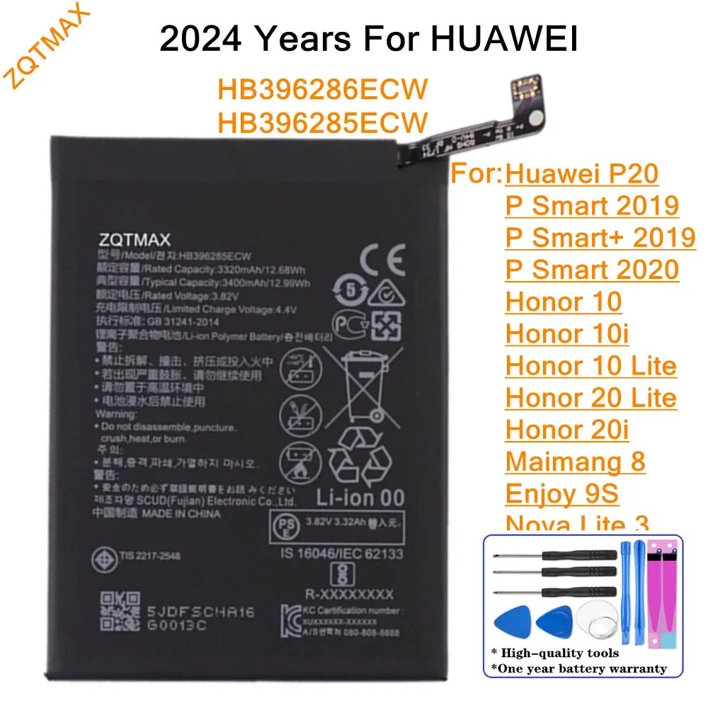 3400mAh HB396285ECW HB396286ECW Battery For Honor 20 10 Lite 20i 10i  Huawei P Smart 2020 2019 Enjoy 9S Nova Lite 3 Maimang 8