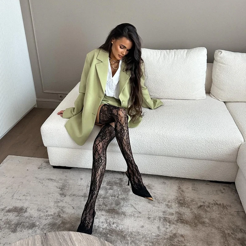 

Y2K Лолита ажурные чулки с подвязками, женские сексуальные колготки с открытой промежностью на подтяжках, колготки до бедра, 2025