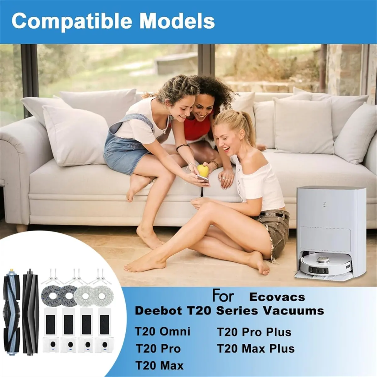 [A89Z] 20 Pcs for Ecovacs Deebot T20 Omni Sweeping Robot Accessories Main Side Brush Dust Bag Mop Cleaner Parts Replacement