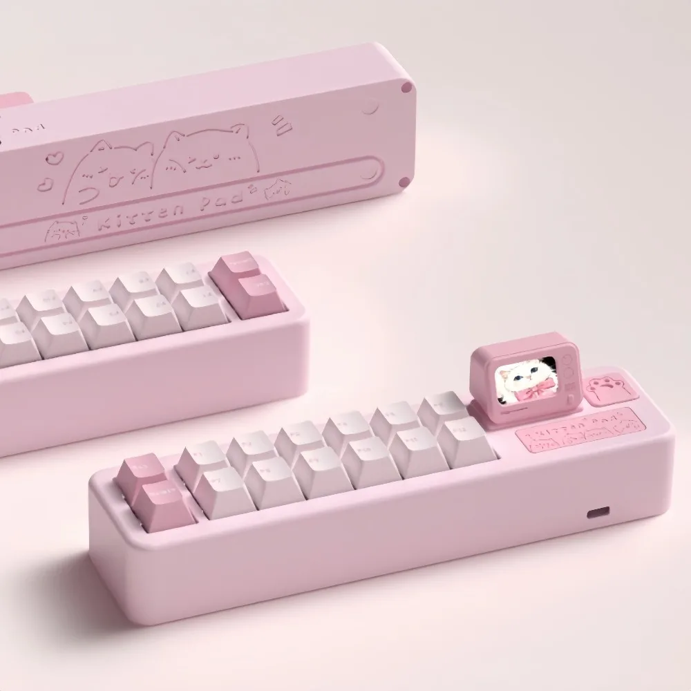 Kitten Pad F-key Area Mini Numeric Keypad Custom Change Key Single Mode HUB with Display Screen Mechanical Keyboard Accessories