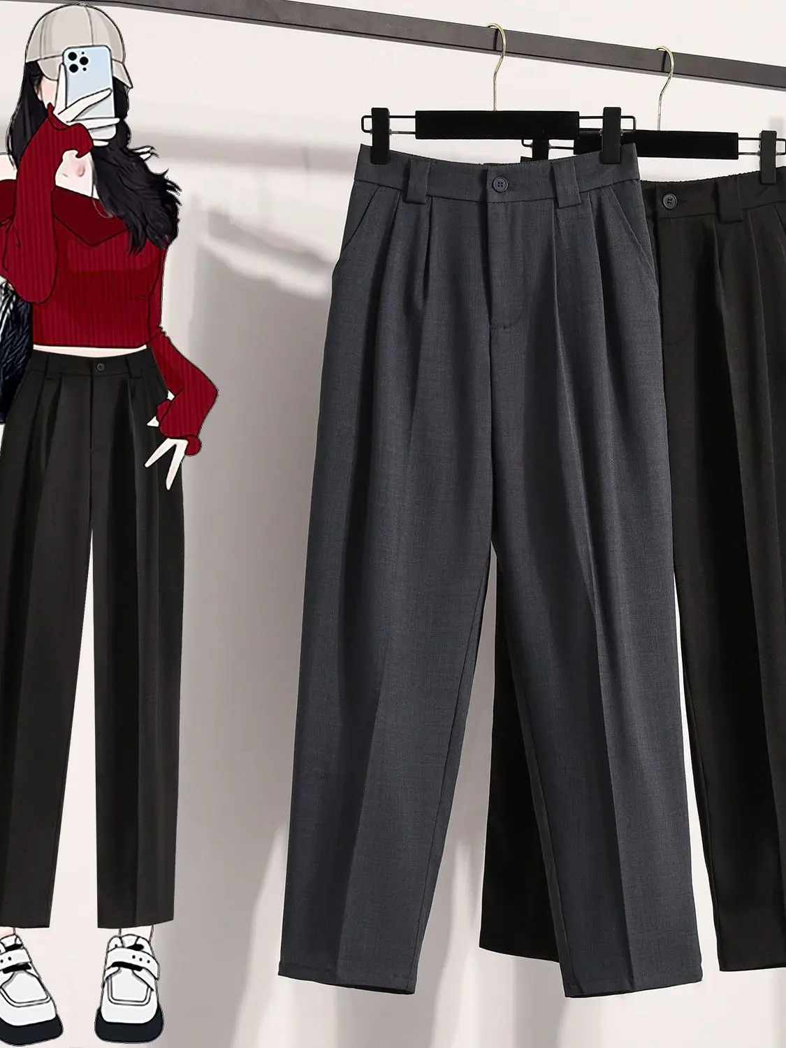 

Loose High Waist Harlan Style Casual Wide Leg Pants plus Size Comfortable Fit Polyester Fabric Mom Style Korean Version Women...