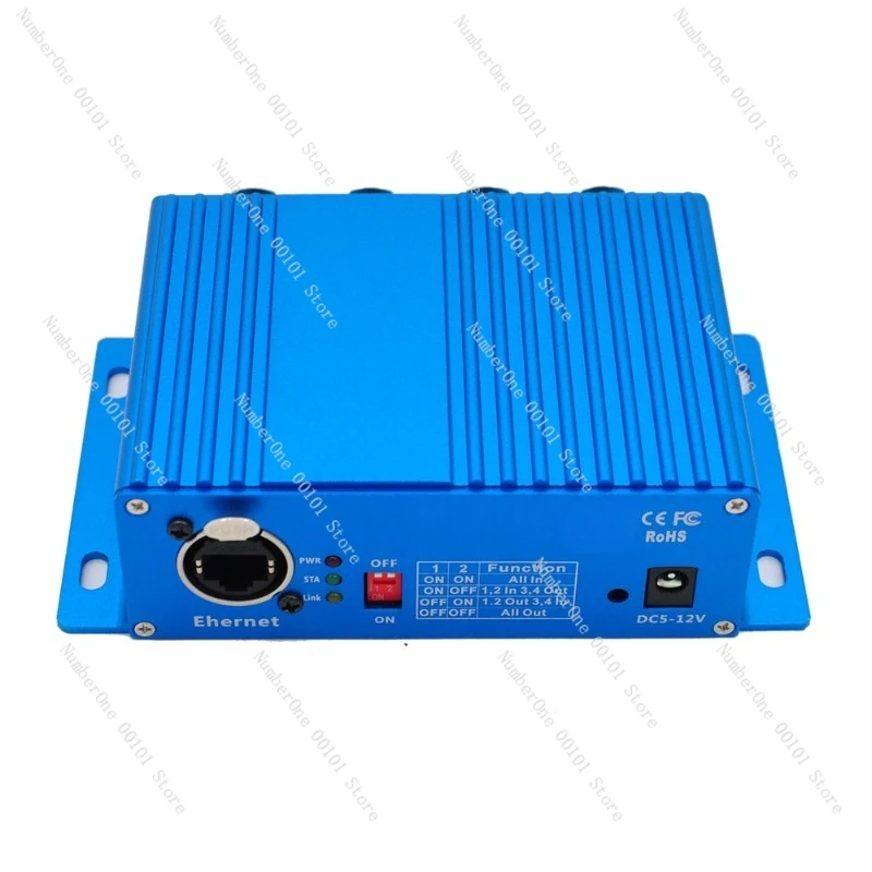 4-Way Blue Stage Lighting Control Signal Converter Bidirectional Network Port 5-Core DMX Socket