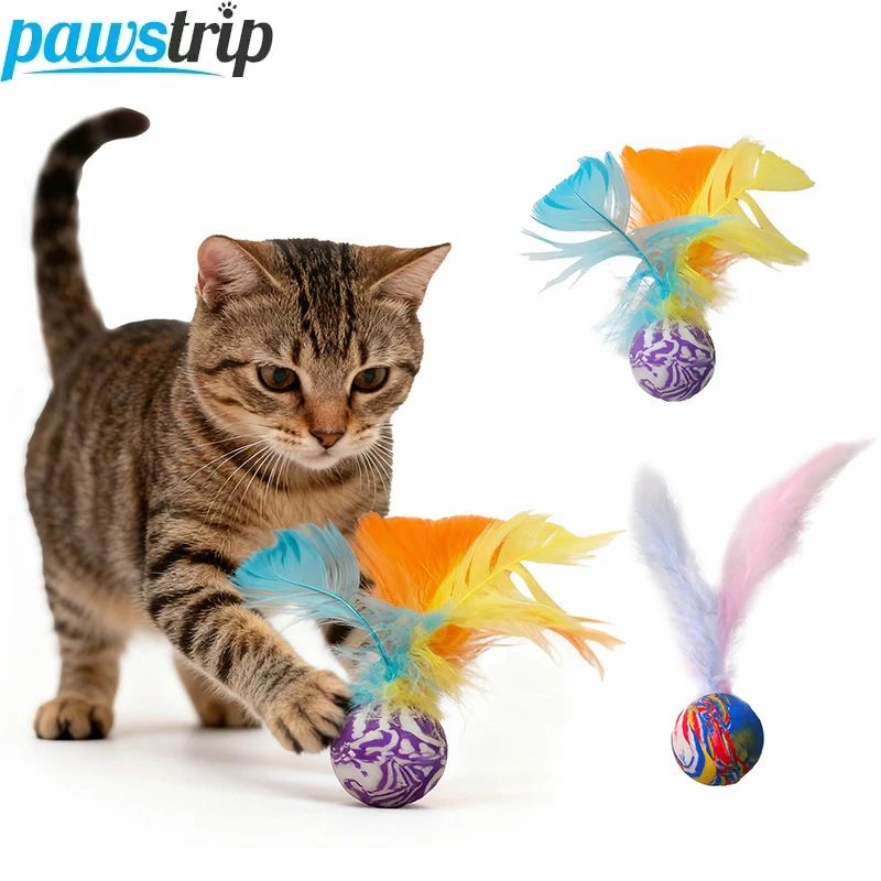 2 teile/satz Katze Hüpfbälle Spielzeug Interaktive Haustier Spielzeug für Katzen Kätzchen Lustige Jagen Spiel Katze Feder Spielzeug Katze Zubehör
