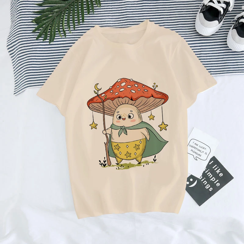 Mushroom Dark Academia Frog T Shirt Women Mushroom Casual Harajuku Tshirt Unisex Kawaii Summer Tops Cartoon Y2k Tee Shirt Female