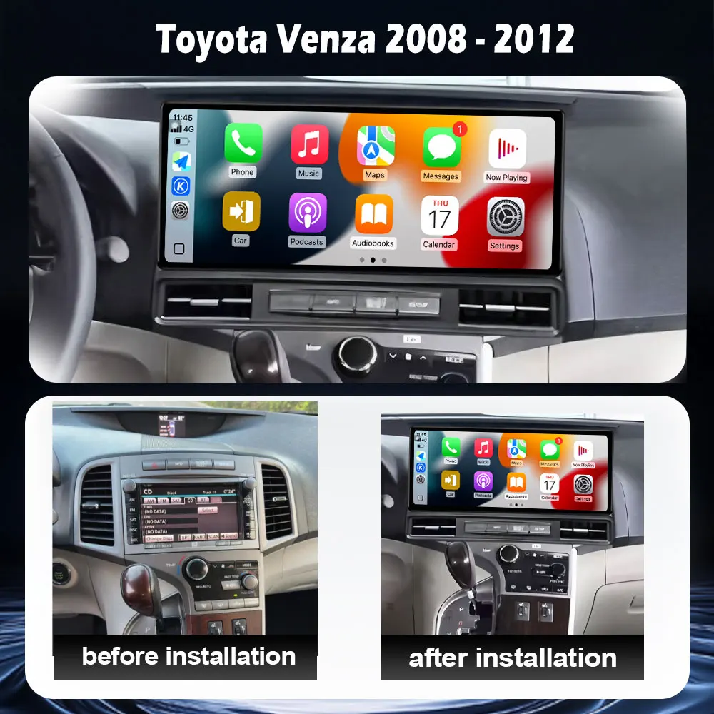 Wireless CarPlay Android Auto Navigation GPS Multimedia Player DSP Stereo 4G WiFi BT for Toyota Venza 2008-2012 Car Connectivity