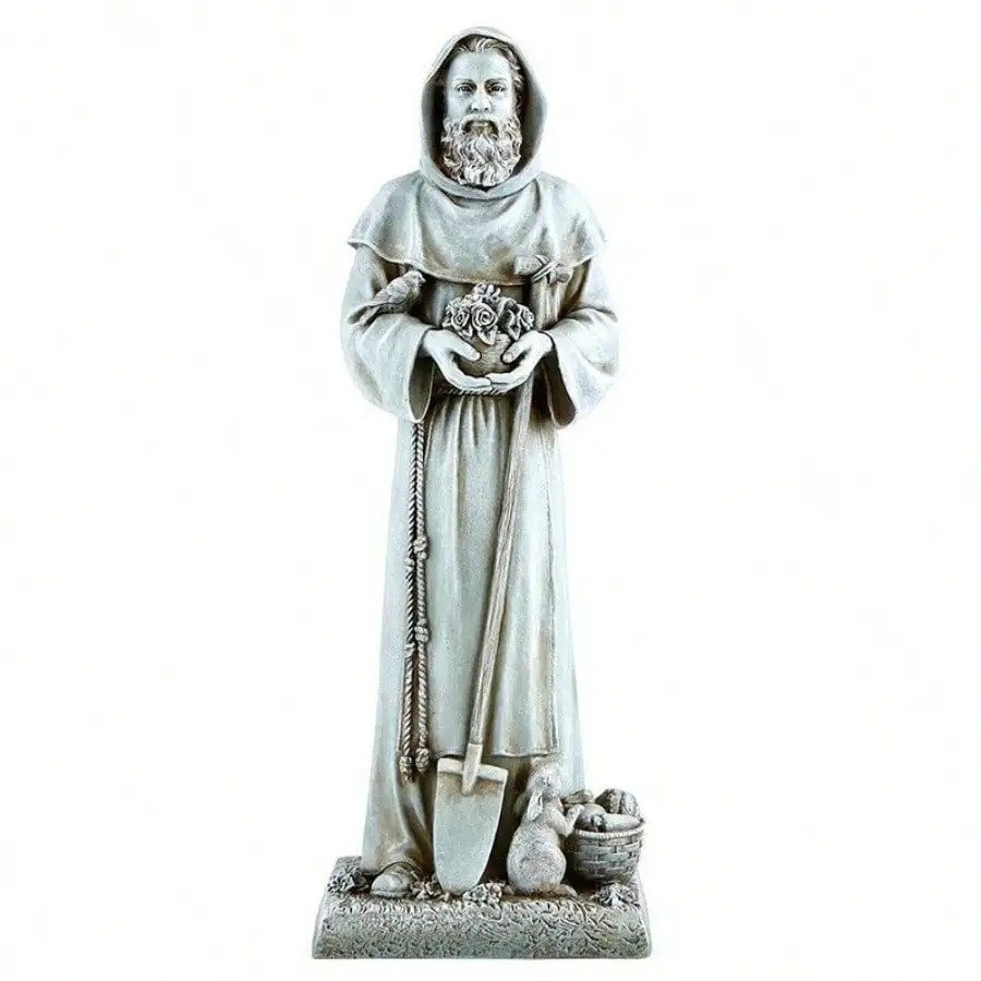 

Saint Fiacre Garden Statue 12 Inches Elegant Catholic Religious Figurine
