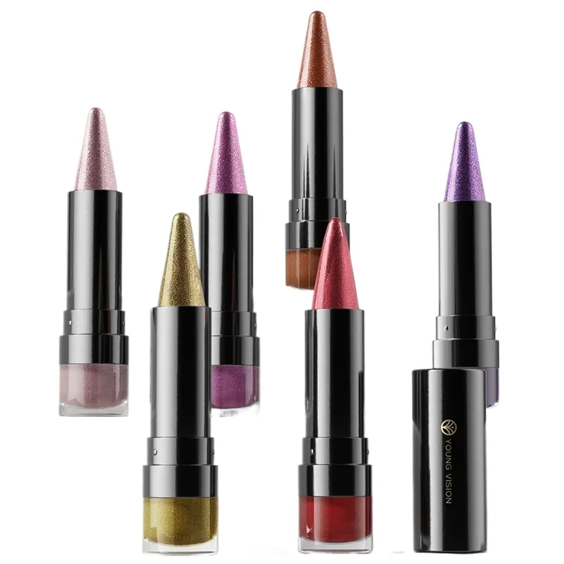 

Red purple metal lipstick waterproof easy color brown cone lipstick lipliner