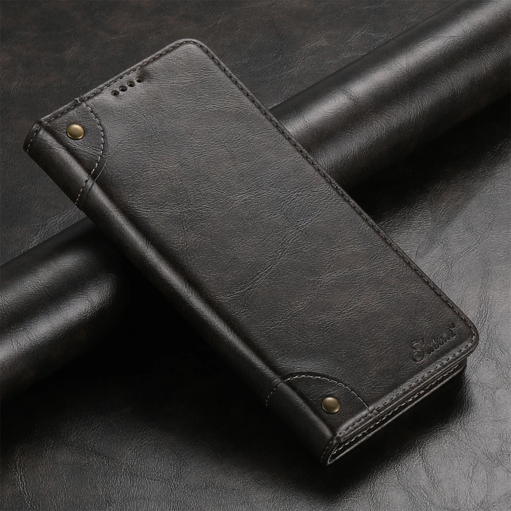 Skórzane etui z klapką na telefon Samsung Galaxy S26 S23 S24 S25 Ultra S22 Plus Note 20 z magnetycznym uchwytem na karty LS055 — zdjęcie produktu 3