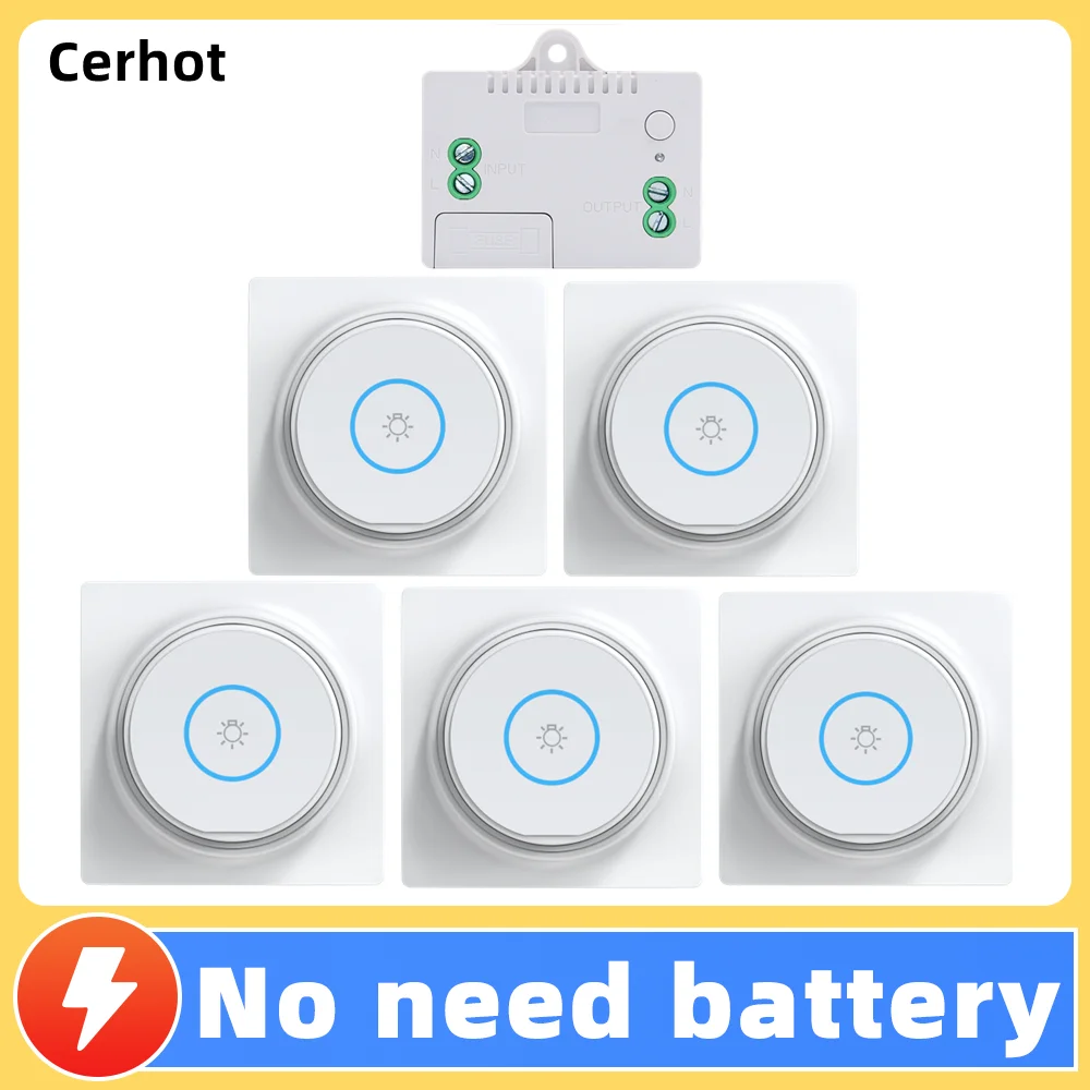 

Cerhot Smart Home Self Powered Wireless Switches For Lights Kinetic Light Switch Kit Remote Light Switches Wireless Push Button