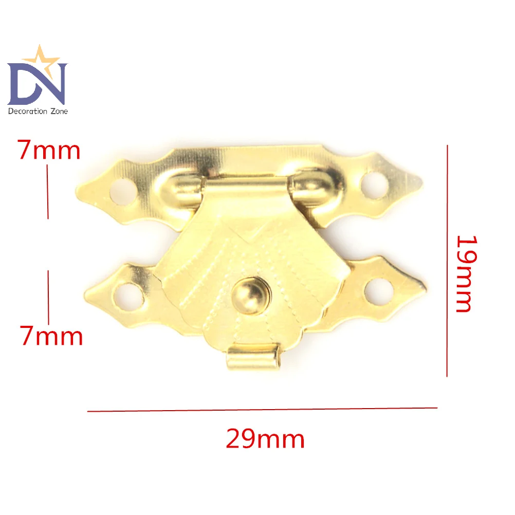 10pcs Jewelry Gift Box Decorative Hasp Latch Mini Antique Iron Sheet Wooden Case Hasp Home Finuture Buckle Clasp Lock No Screws