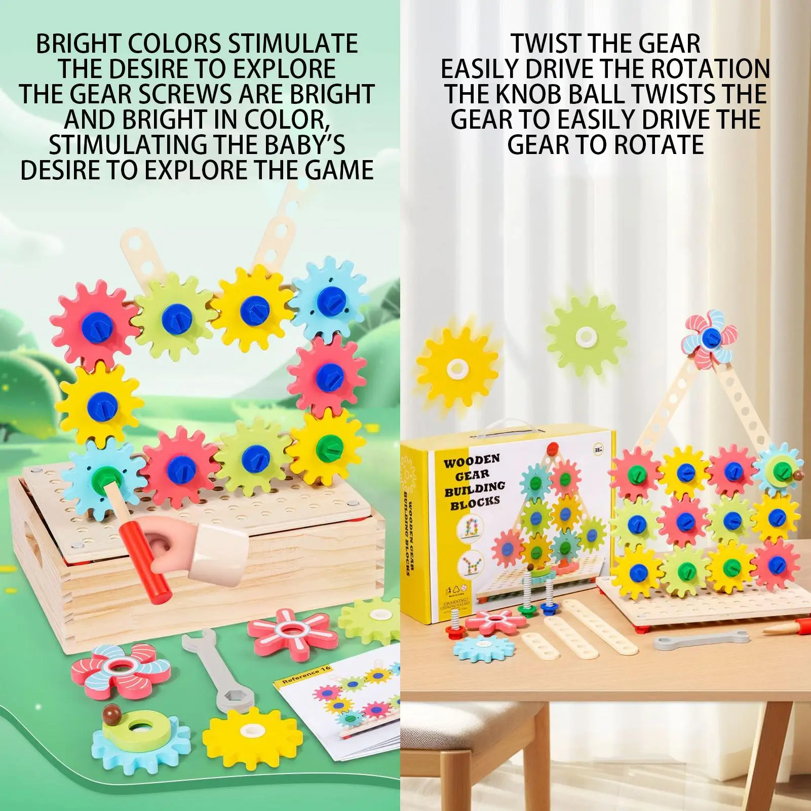 Gear Puzzle Game Wood Kids Gear Puzzle Table Game Sensory Fine Motor Skills Development Toy For Children Kid Girls Boys