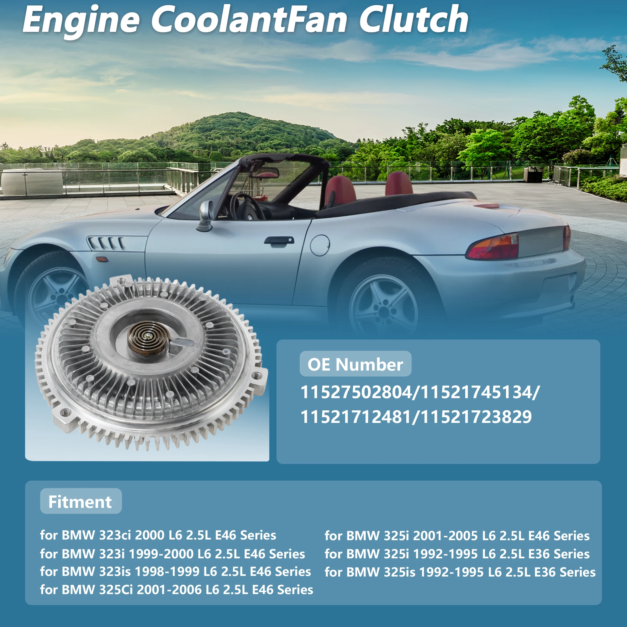 UXCELL Engine Cooling Fan Clutch for BMW 323ci 2000 L6 2.5L E46 Series No.11527502804