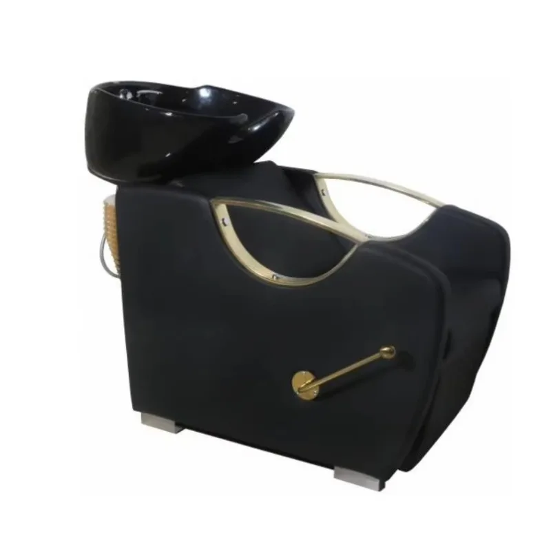 Professional Black Adjustable Massage Shampoo Chair for Hair Salons Modern Design Metal Material