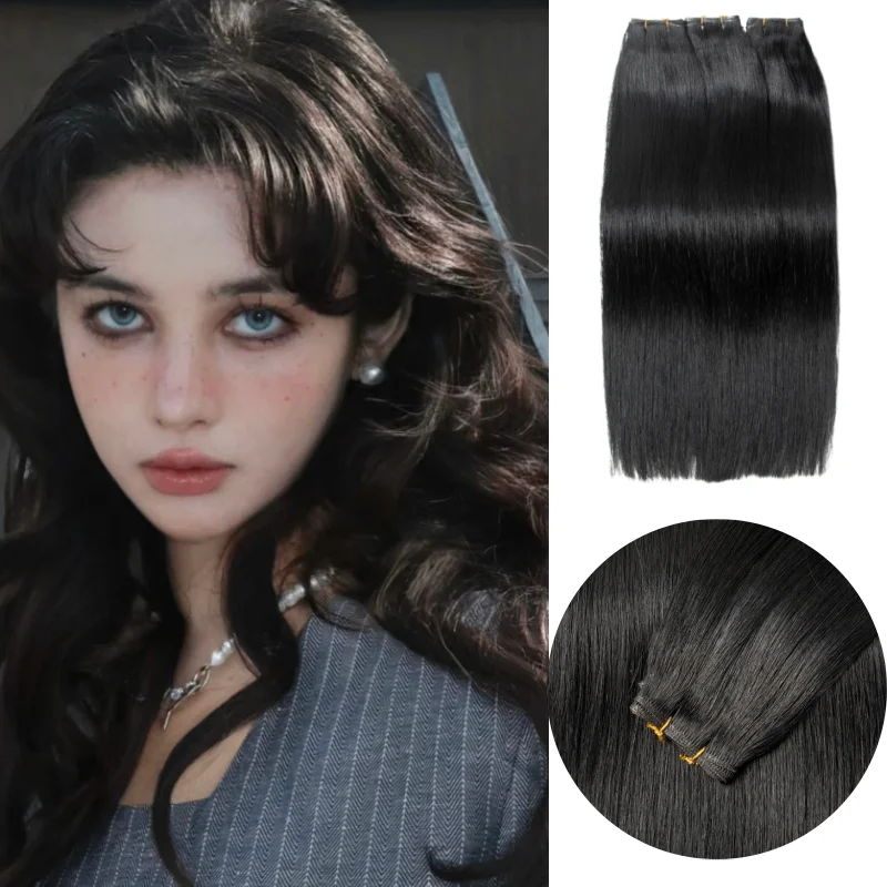 

Long Genius Weft Human Hair Bundles Black hair Extensions Real Natural Human Hair Extensions Machine Remy 12 16 20 inch