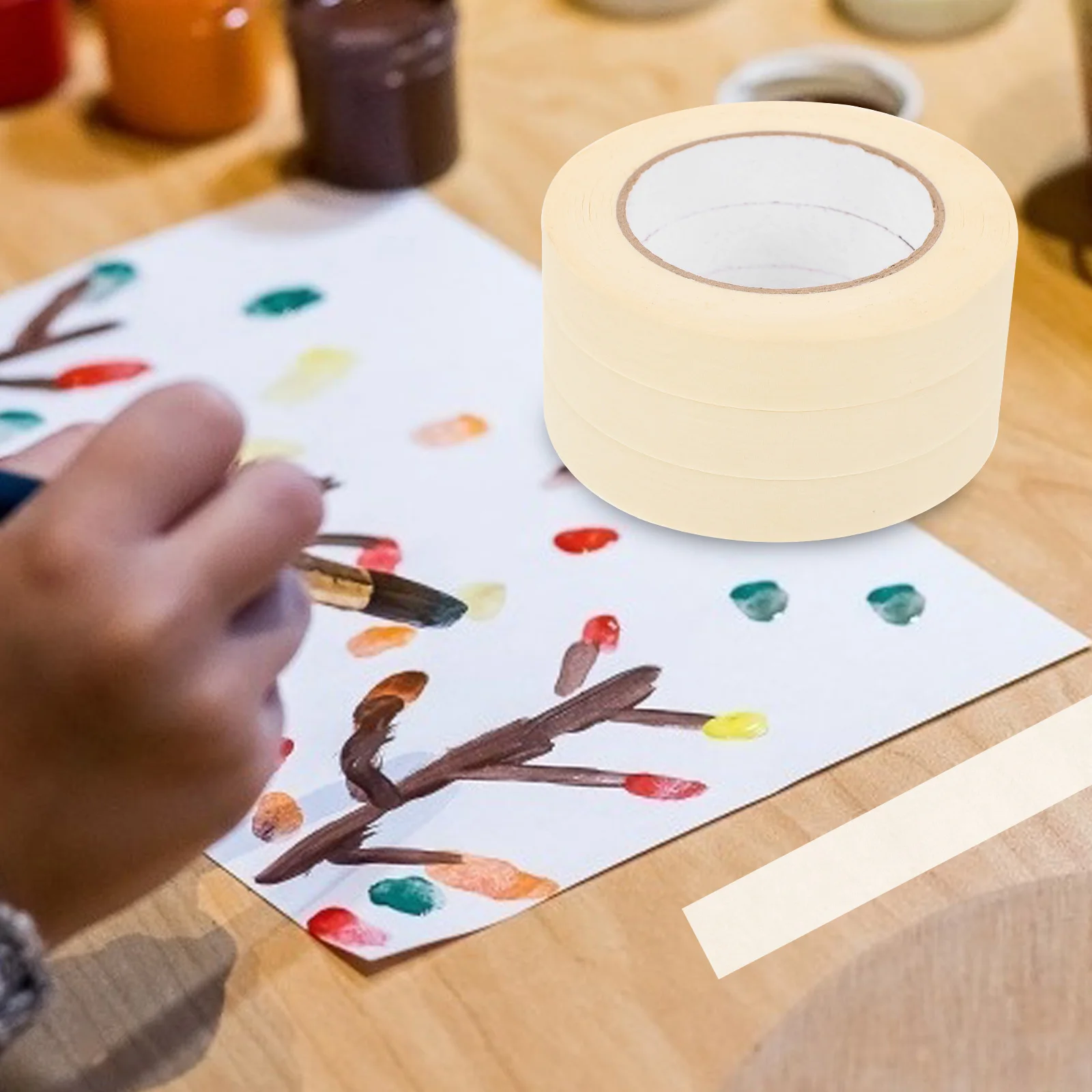 

3 Rolls Wall Masking Tape Tapes Painters High Viscosity for Paper Painting Silicone