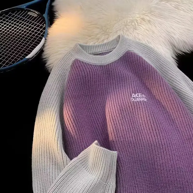 

Faionable Long Sve Sweater Simple Lazy Japanese Sle Artistic Trendy Breathable round Ne Pullover for Men And Women