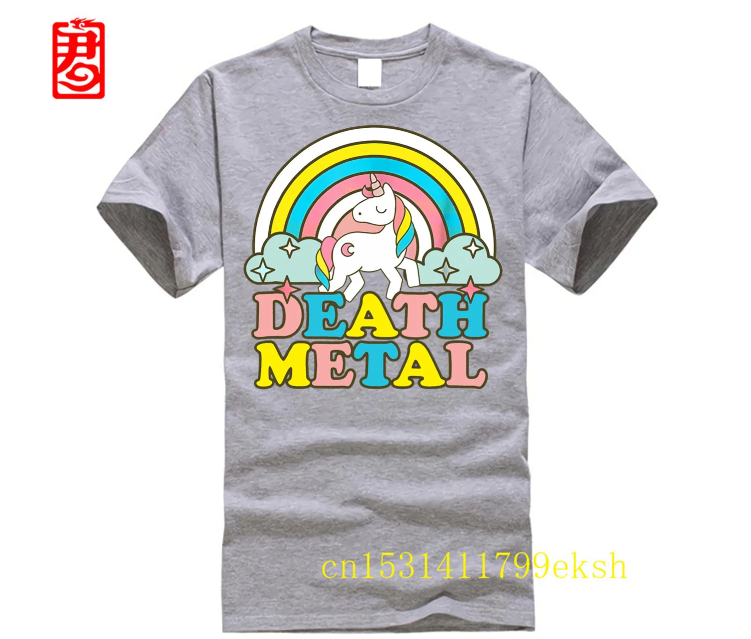 Brand Men Shirt Death Metal Funny Rainbow Unicorn Novelty T Shirt