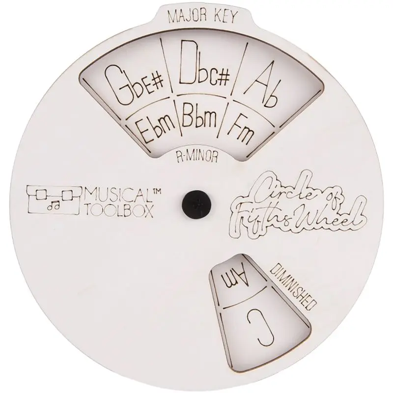 AEF5-1 Piece Melody Tool, Circle Of Fifths For Musicians, To Readily Find Chord Combinations. Wooden Melody Wheel
