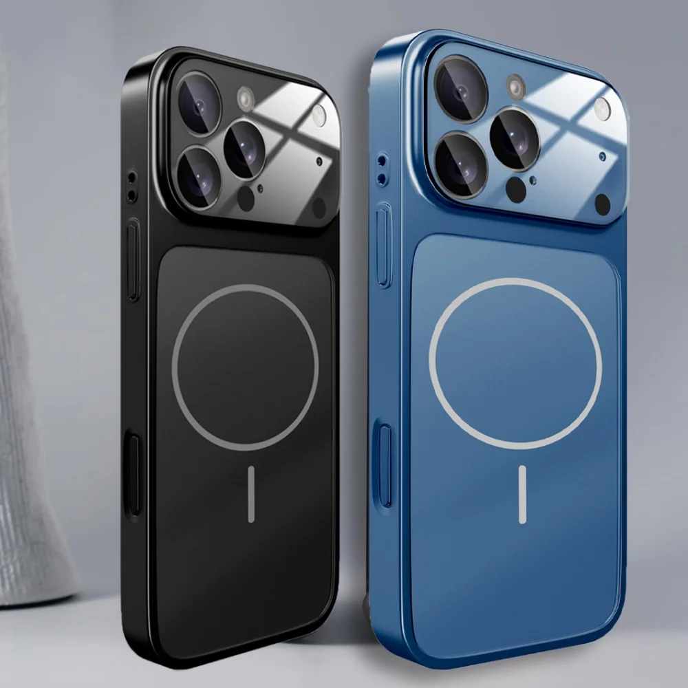 Custodia originale in vetro nano opaco per iPhone 17 Air 16 15 14 13 Pro Max 17Pro magnetica per armatura di ricarica wireless Magsafe Funda