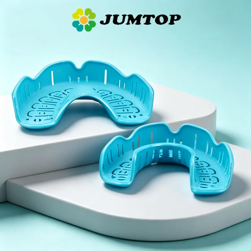 JUMTOP 2Pcs Dental Plastic Impression Tray S/M/L Full Mouth Removable Partial Mold Tray, Upper and Lower