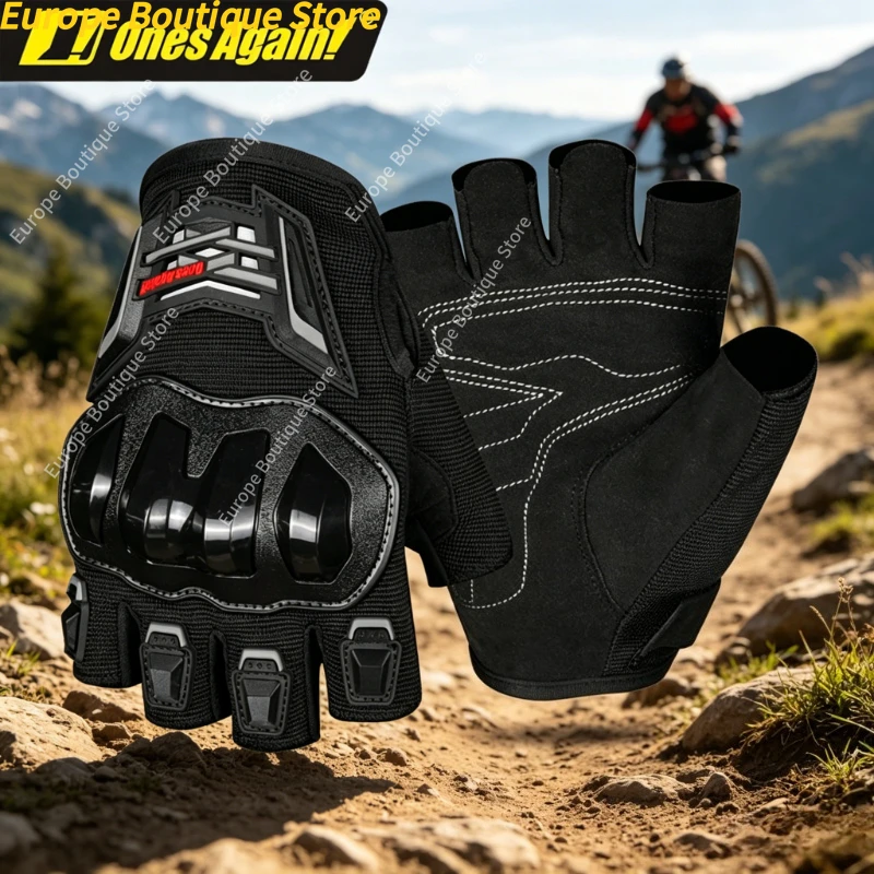 

Summer Half Finger Motorcycle Gloves Men Breathable Racing Anti Slip Wear Resistant Anti Fall 4 Seasons Riding Gear