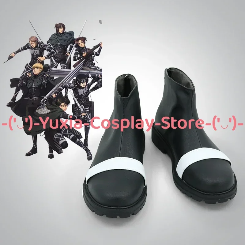 Yuxiacosplay! Chaussures de Cosplay l'attaque des titans Levi Ackerman, accessoires de personnage d'anime, bottes en cuir PU, Costume de fête de carnaval d'halloween