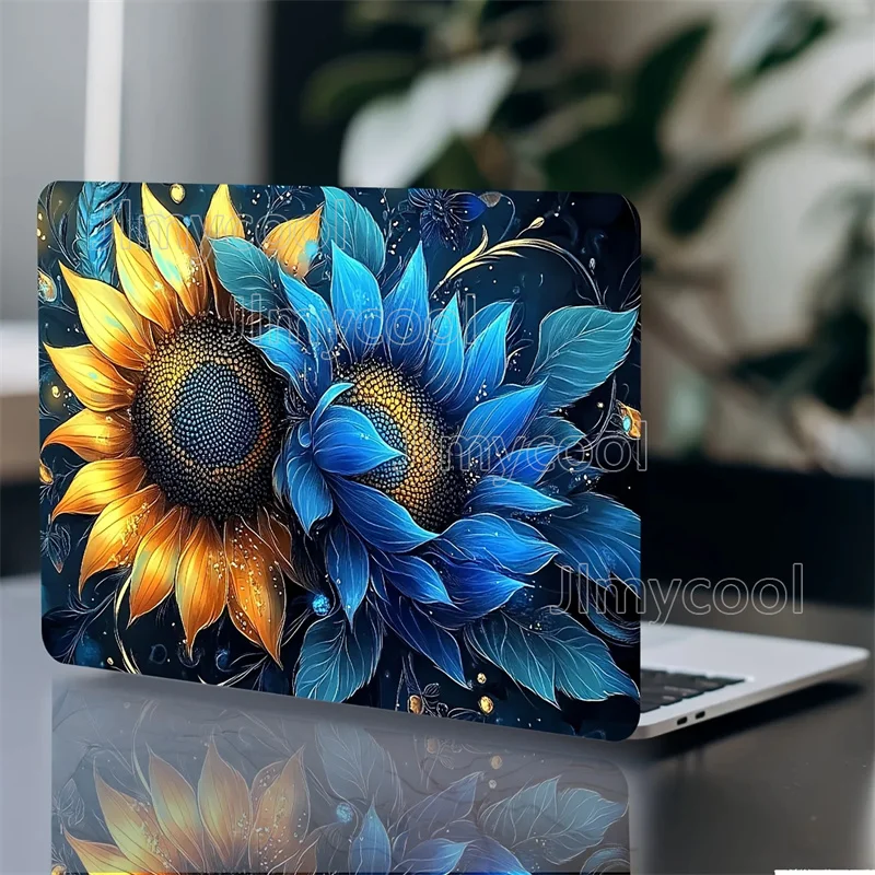 

2 шт. виниловые наклейки на кожу ноутбука с цветочным узором подсолнечника, самоклеящиеся водонепроницаемые устойчивые к царапинам наклейки, наклейка
