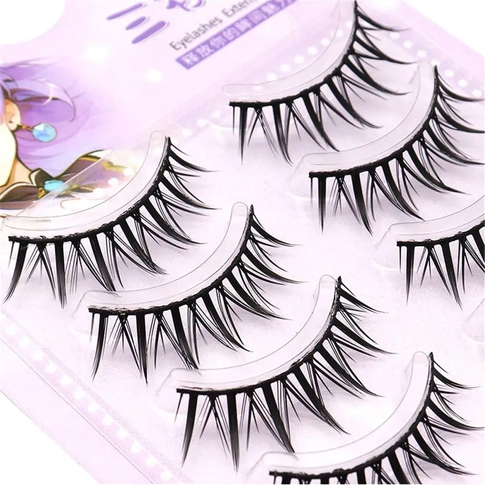 5Pairs Thai Style Makeup Fairy Lashes Wispy Spiky Lash Strips Create Gorgeous Makeup Cosplay Masquerade Party Eyelashes Women