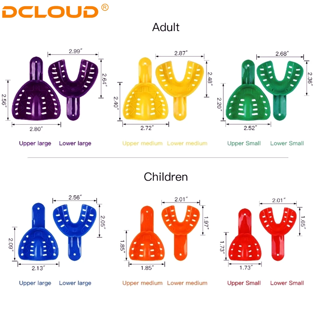 DCLOUD 12Pcs/Set Dental Impression Trays Adult Child Disposable Plastic Teeth Holder Lab Dentist Dentistry Accessory Tools