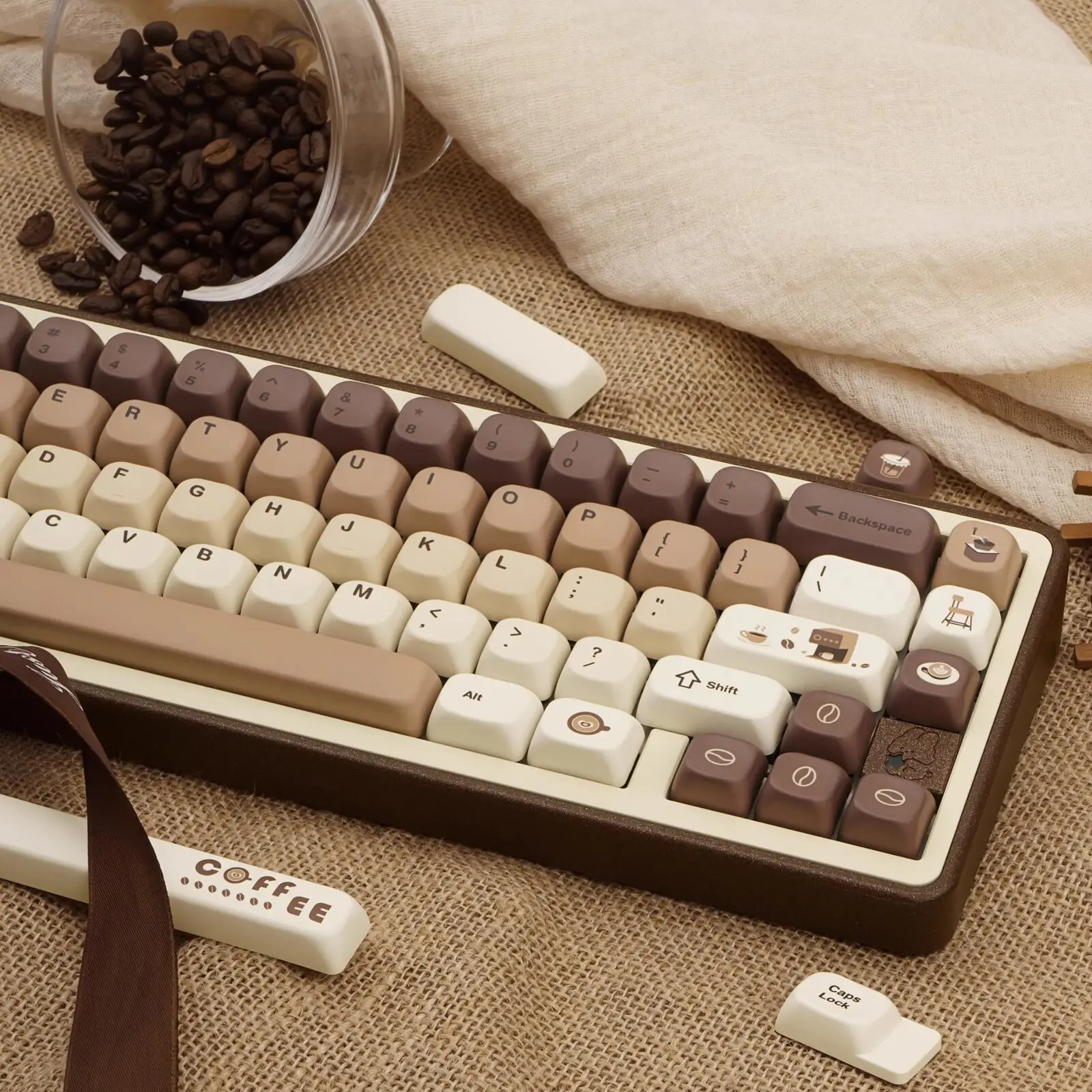 FOA coffee brown keycaps PBT five-sided sublimation + transparent PC customized mechanical keyboard keycaps original