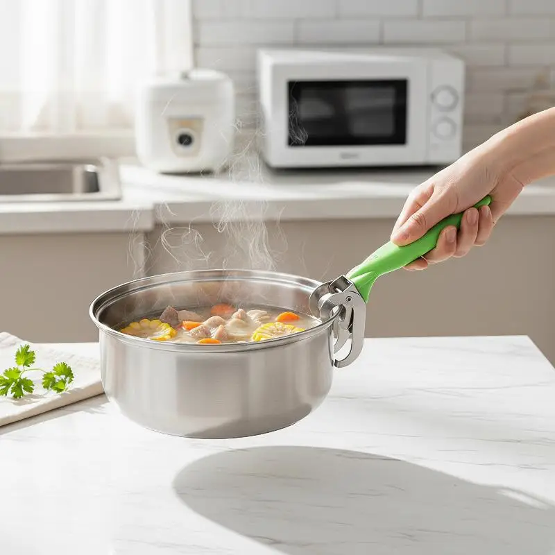 Stainless Steel Hot Bowl Gripper With Non Slip Handle Firm Grip For Kitchen Lifting Hot Dishes Bowls Pots