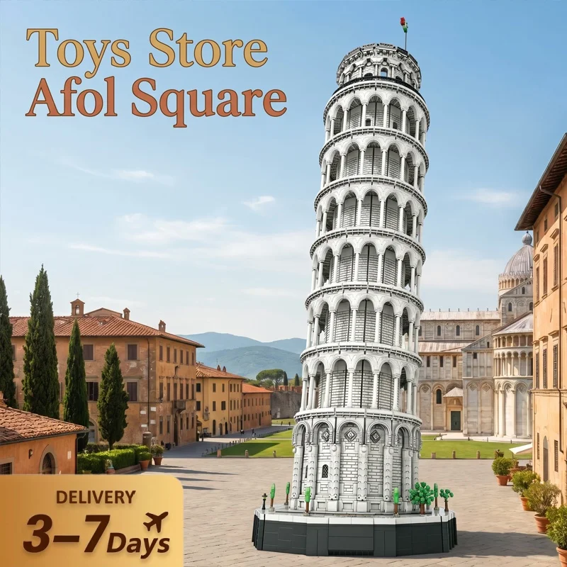 Ensemble de blocs de construction médiévaux de la Tour Inclinée de Pise, modèle d'architecture urbaine modulaire, grand kit de briques à assembler, ornement pour la maison, jouets créatifs, cadeaux pour adultes, 7652 pièces