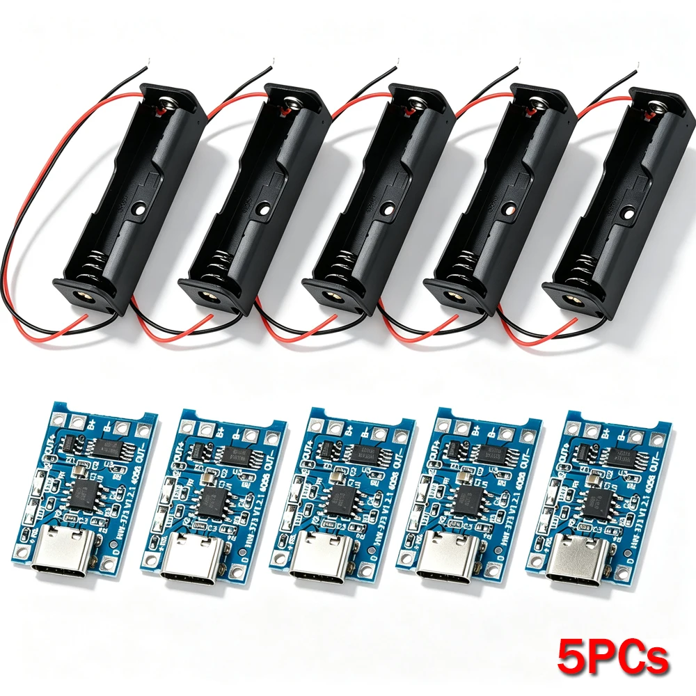 TC4056 18650 Lithium Battery Charger Module USB Type-C 5V 1A with Protection Circuit Overcharge Overcurrent Indicator Light