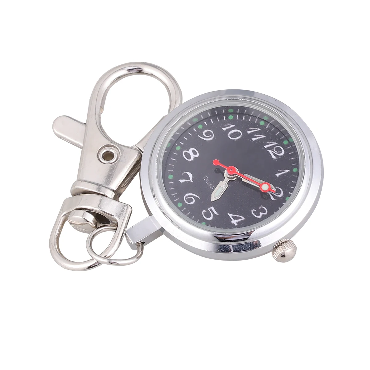 Large Dial Pocket Watch Keychain Round Quartz Buckle Clip-on Big Number Luminous Night Easy Read Durable Premium Practical Long