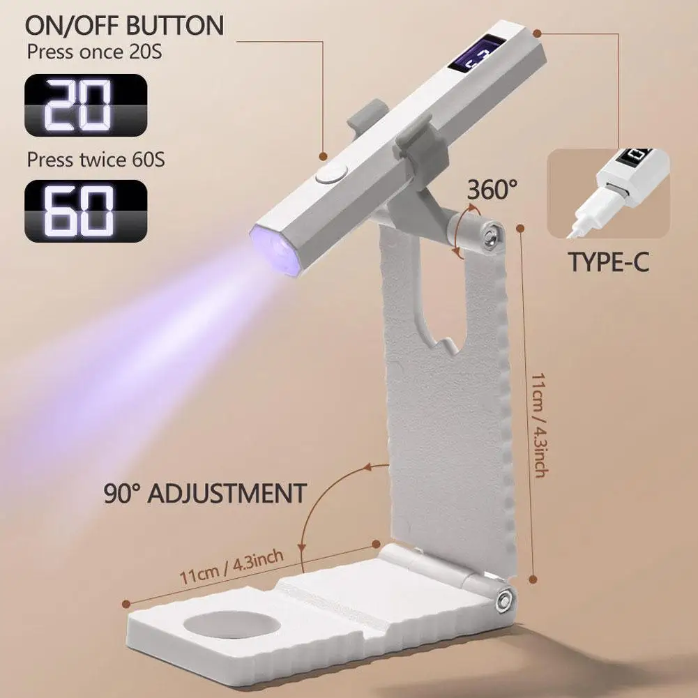 Mini UV-licht voor gelnagels met standaard en LCD-scherm Draagbare nagellampset Oplaadbare handsfree UV-nagellampdrogerstandaard