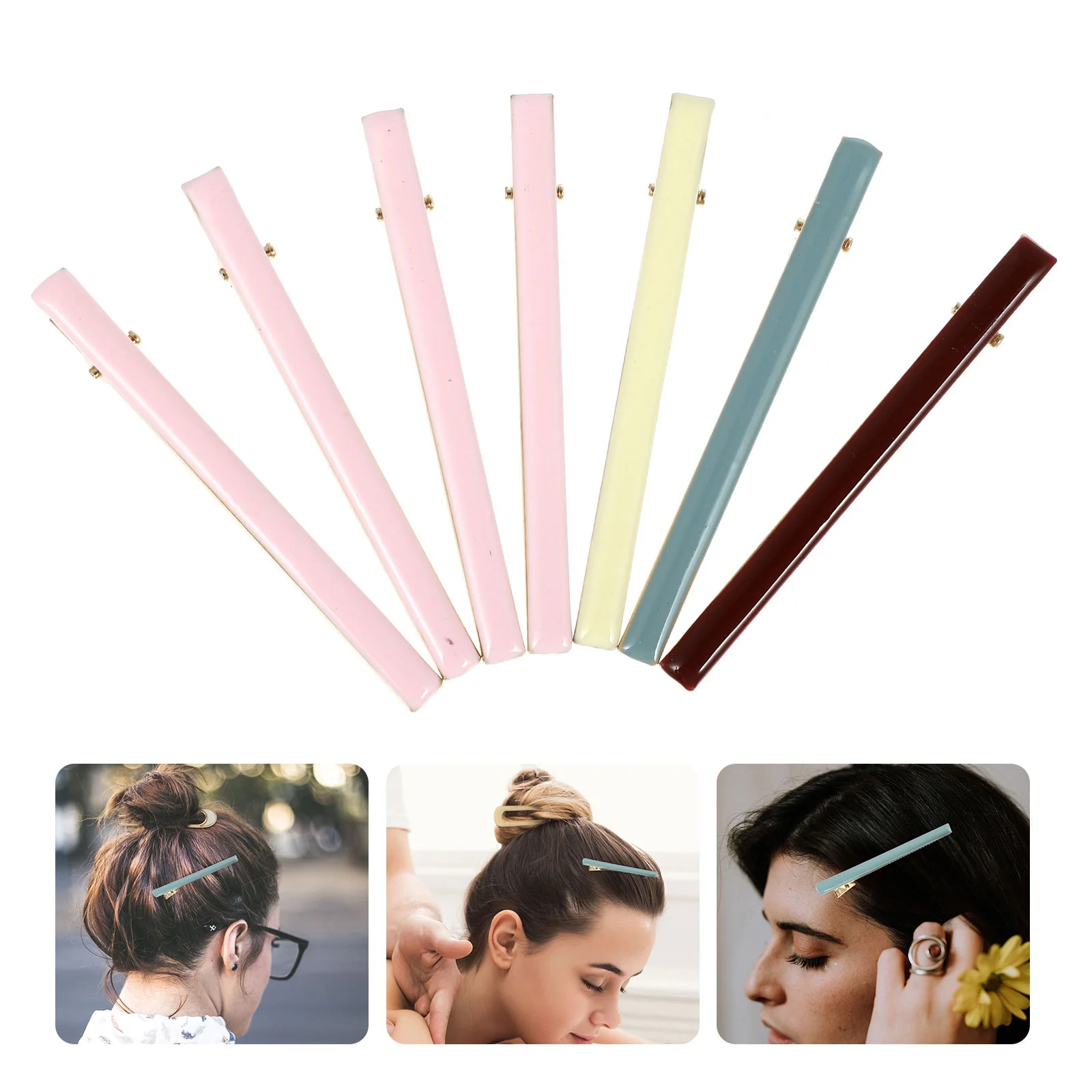 7pcs Long Pattern Hair Clips Clip Hair Barrettes Simple Bobby Pin Hair for Ladies and Women (Mixed Color)