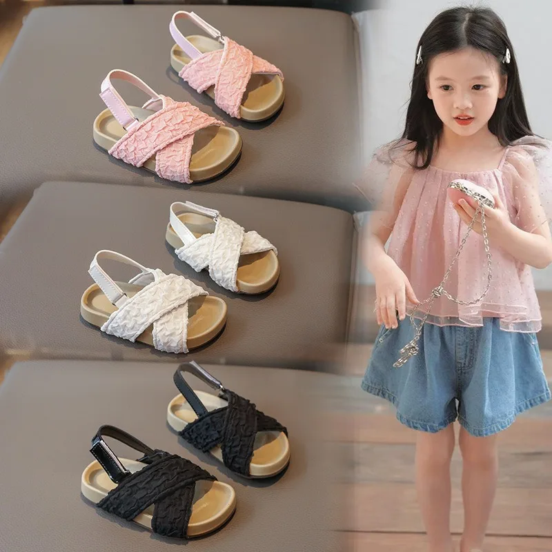 

Girls Cross-strap Sandals Children Flat Beach Sandals Children Shoes Summer Outdoor Water Shoes Home Slippers Bathroom Slippers