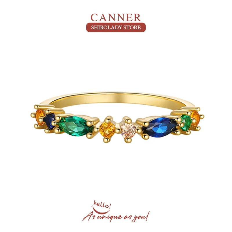 CANNER Green 925 Sterling Silver Rings For Women 6/7/8 Size Gemstones Zirconia  Accessories  2022 Trend Jewelry Gift Anel