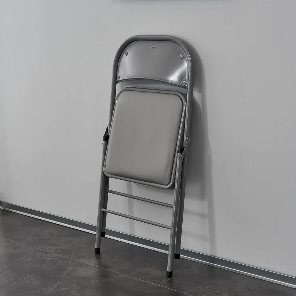 12 Pack Gray Folding Chairs with Padded Cushion and Back for Outside Portable Stackable Commercial Foldable Chairs with Steel Fr