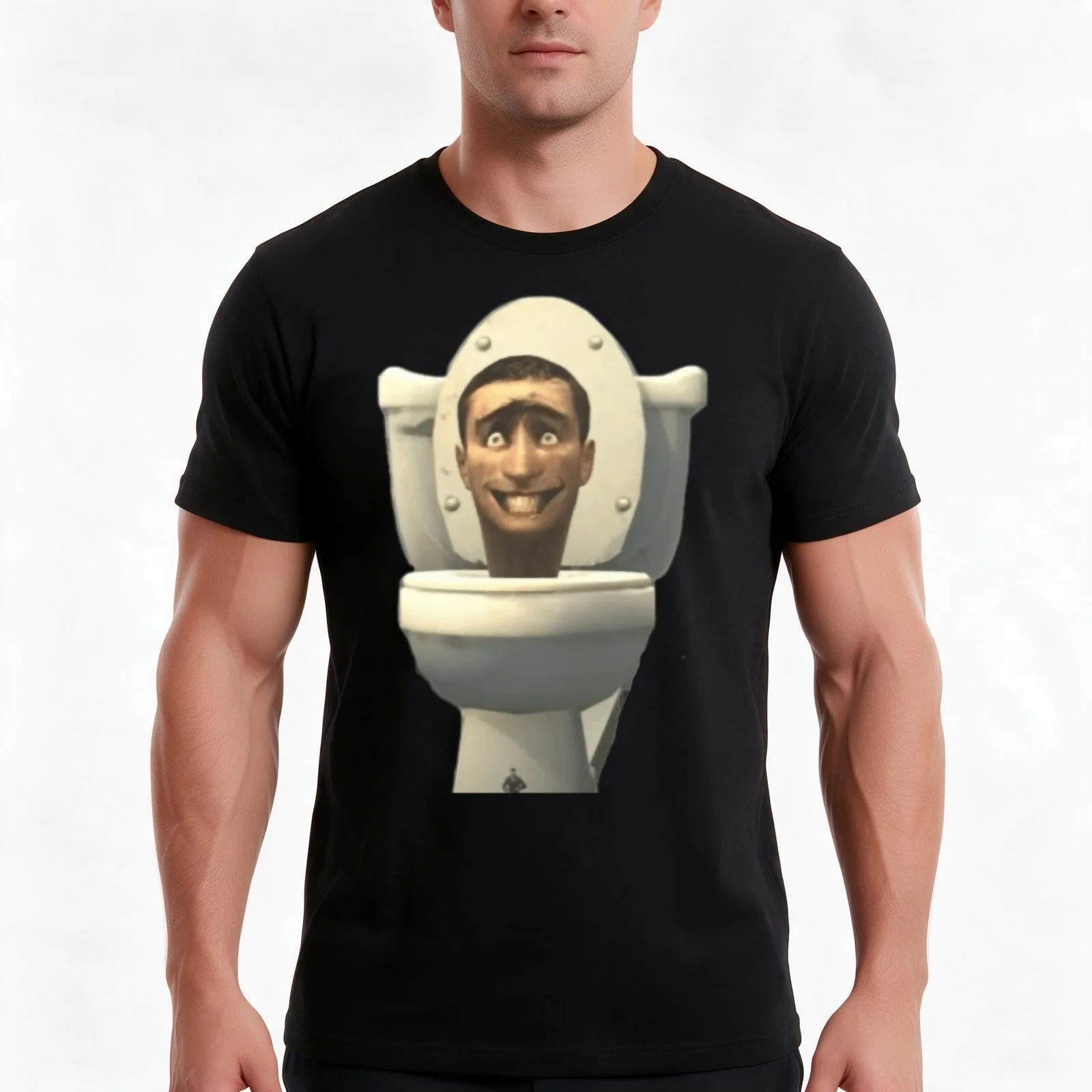skibidi toilet meme 2 T-Shirt, Summer Casual Cotton Tee, Oversized Streetwear Tops, Vintage Graphic Print, Unisex Men Women