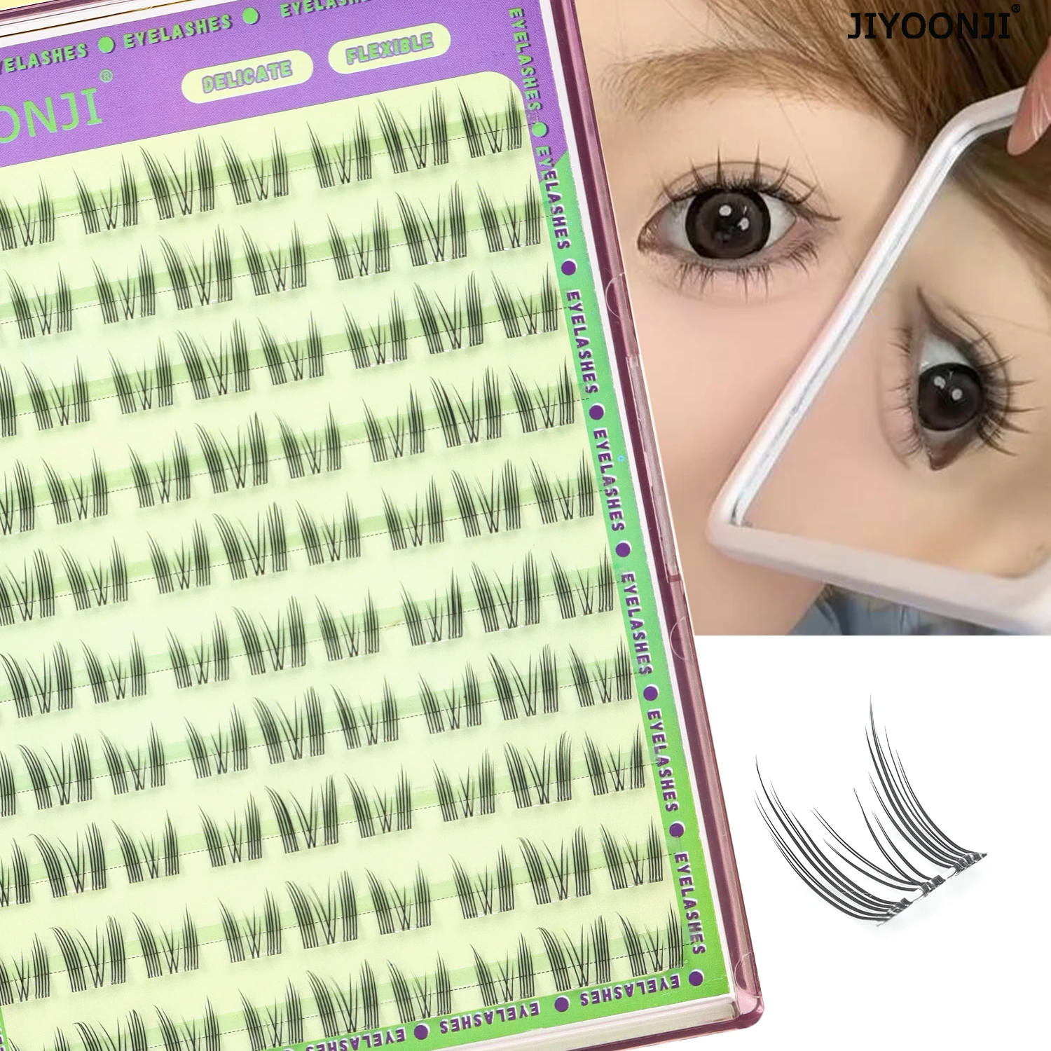 Pestañas autoadhesivas con forma de oreja de gato, 90 grupos, puro deseo, espíritu de gato, sin pegamento, aspecto Natural