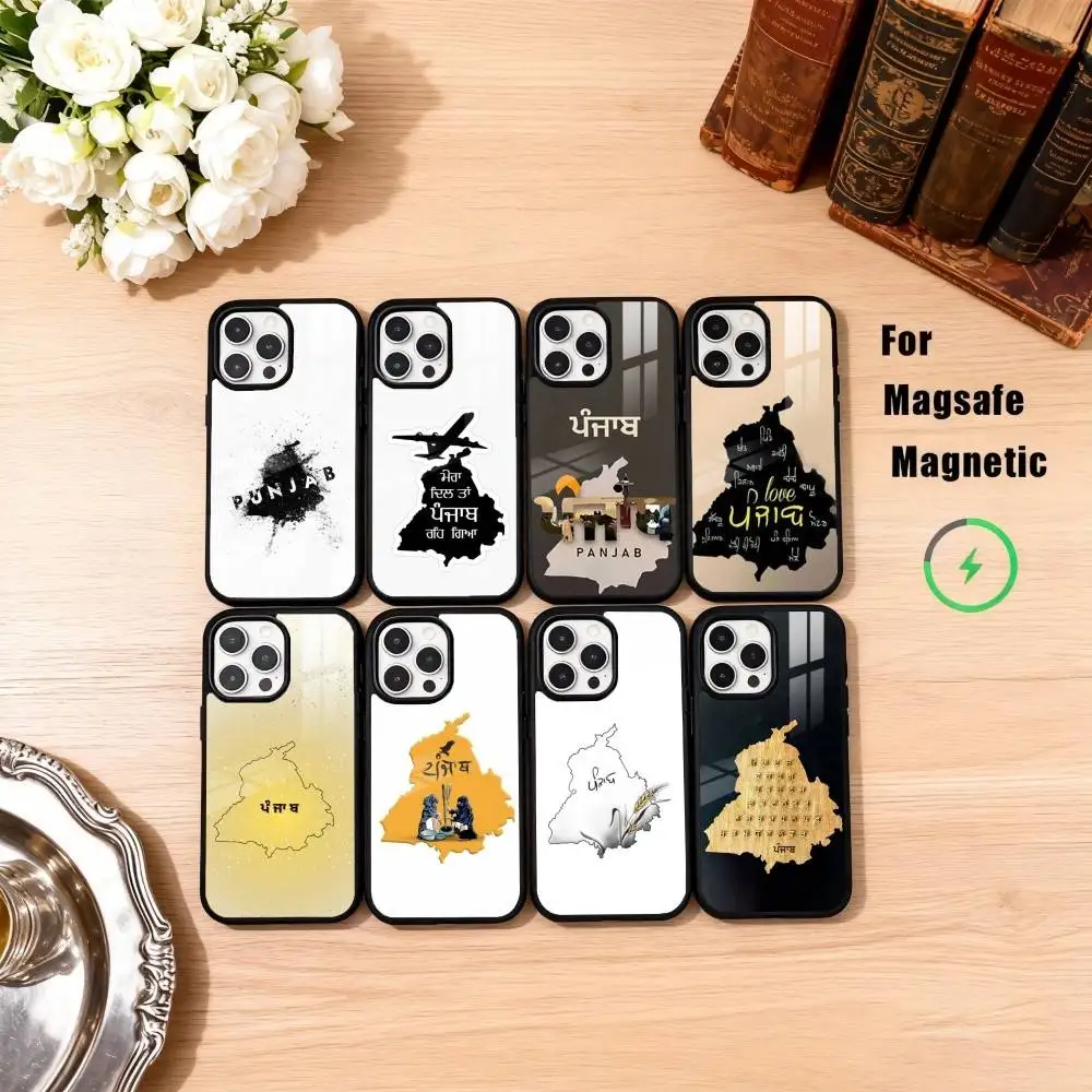 

P-Painting Punjab Map Phone Case For iPhone17,16,15,14,13,12,11 Plus,Pro Max Magnetic For Magsafe Wireless Charging