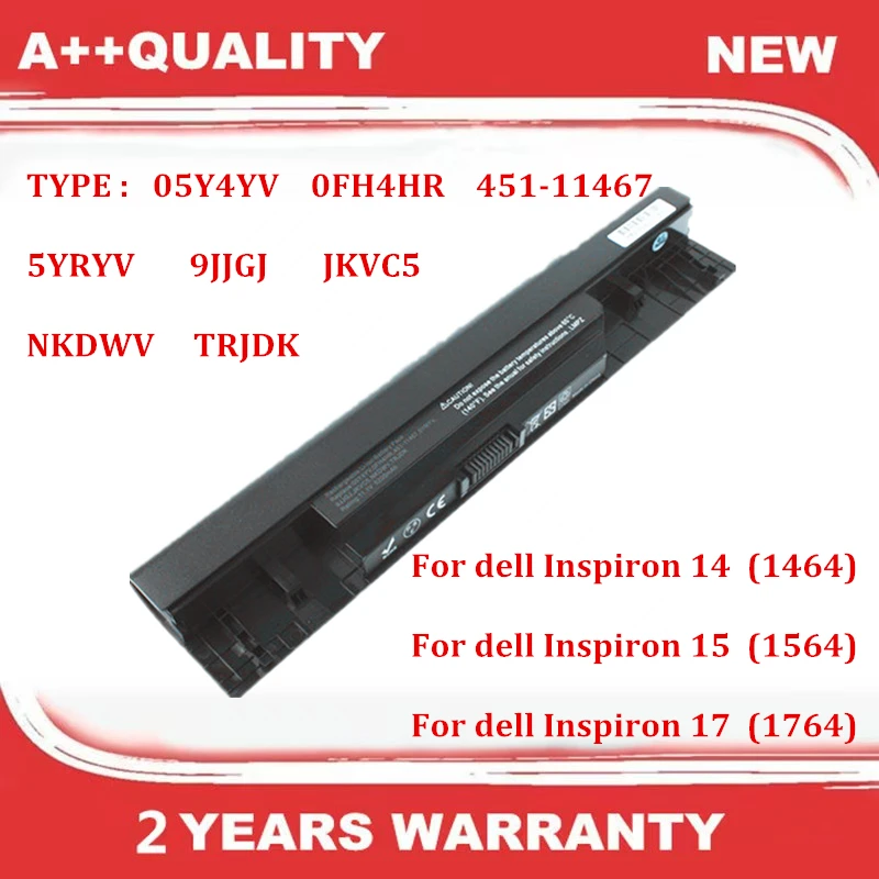 

For battery 05Y4YV 0FH4HR 451-11467 5YRYV 9JJGJ JKVC5 NKDWV TRJDK Laptop Battery For DELL Inspiron 14 1464 15 1564 17 1764