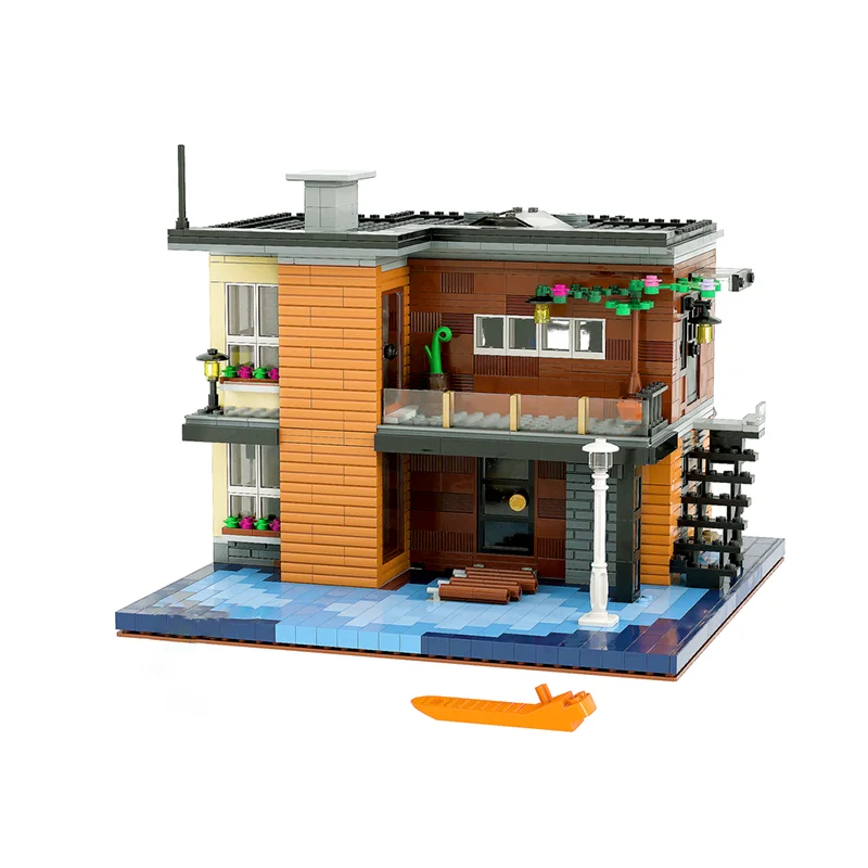 1686PCS MOC Creative Street View Lakeside House Modularรุ่นสถาปัตยกรรมอาคารบล็อกDiyการศึกษาประกอบของเล่นเด็กของขวัญ